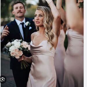 NWT Jenny Yoo ADELE Prosecco Luxe Satin MIDI Dress Size 18